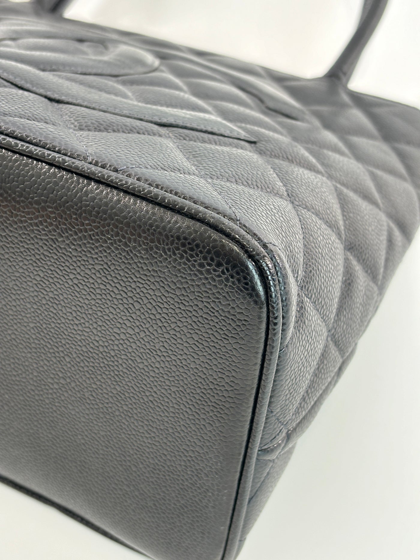 Chanel Vintage Black Caviar CC Medallion Tote