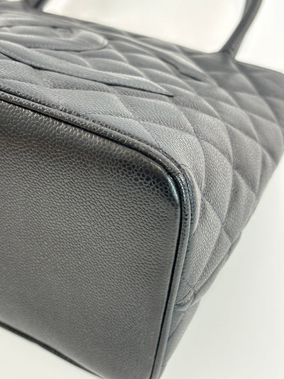 Chanel Vintage Black Caviar CC Medallion Tote