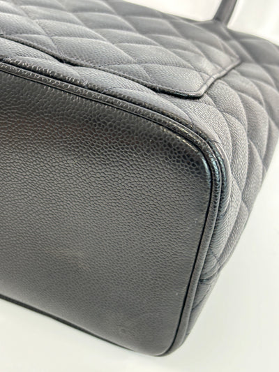 Chanel Vintage Black Caviar CC Medallion Tote