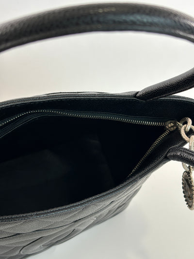 Chanel Vintage Black Caviar CC Medallion Tote