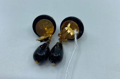 Chanel Black Resin Drop Clips