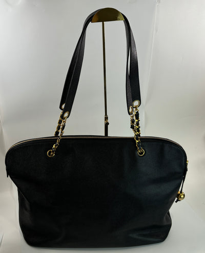 Chanel Vintage Black Caviar CC Tote Bag