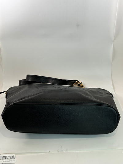 Chanel Vintage Black Caviar CC Tote Bag
