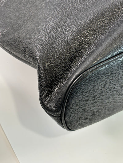 Chanel Vintage Black Caviar CC Tote Bag