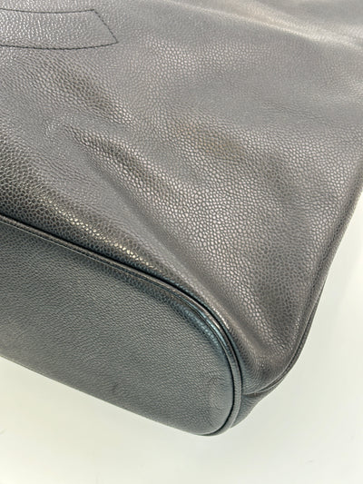 Chanel Vintage Black Caviar CC Tote Bag