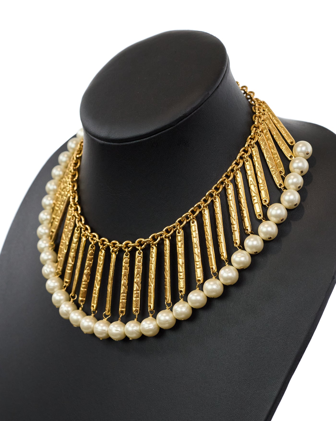 Chanel Rare Vintage Pearl Drop Logo Choker