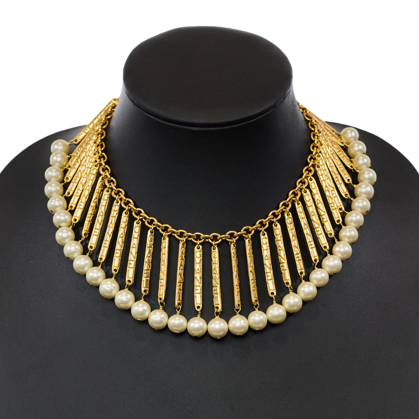 Chanel Rare Vintage Pearl Drop Logo Choker