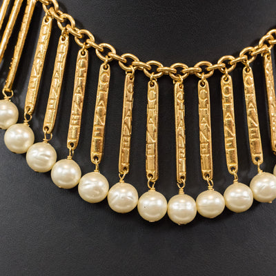 Chanel Rare Vintage Pearl Drop Logo Choker
