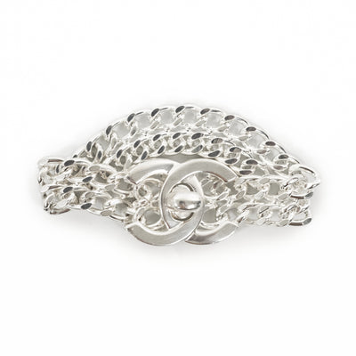 Chanel Rare Vintage Silver Turnlock Bracelet