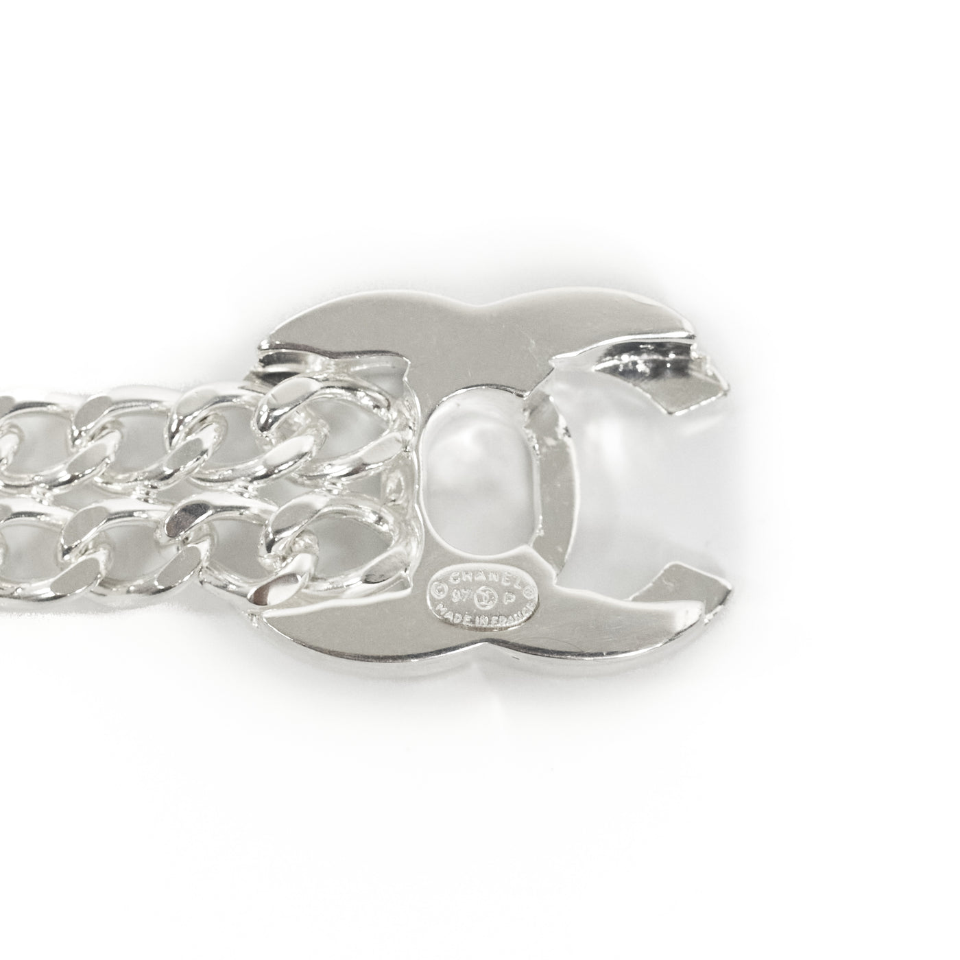 Chanel Rare Vintage Silver Turnlock Bracelet