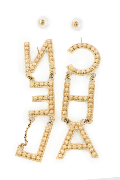 Chanel 2019 SS Runway Crystal Letter Earrings