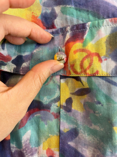Chanel 2011 Cruise Runway Watercolor Button Up Shirt