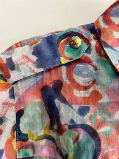 Chanel 2011 Cruise Runway Watercolor Button Up Shirt