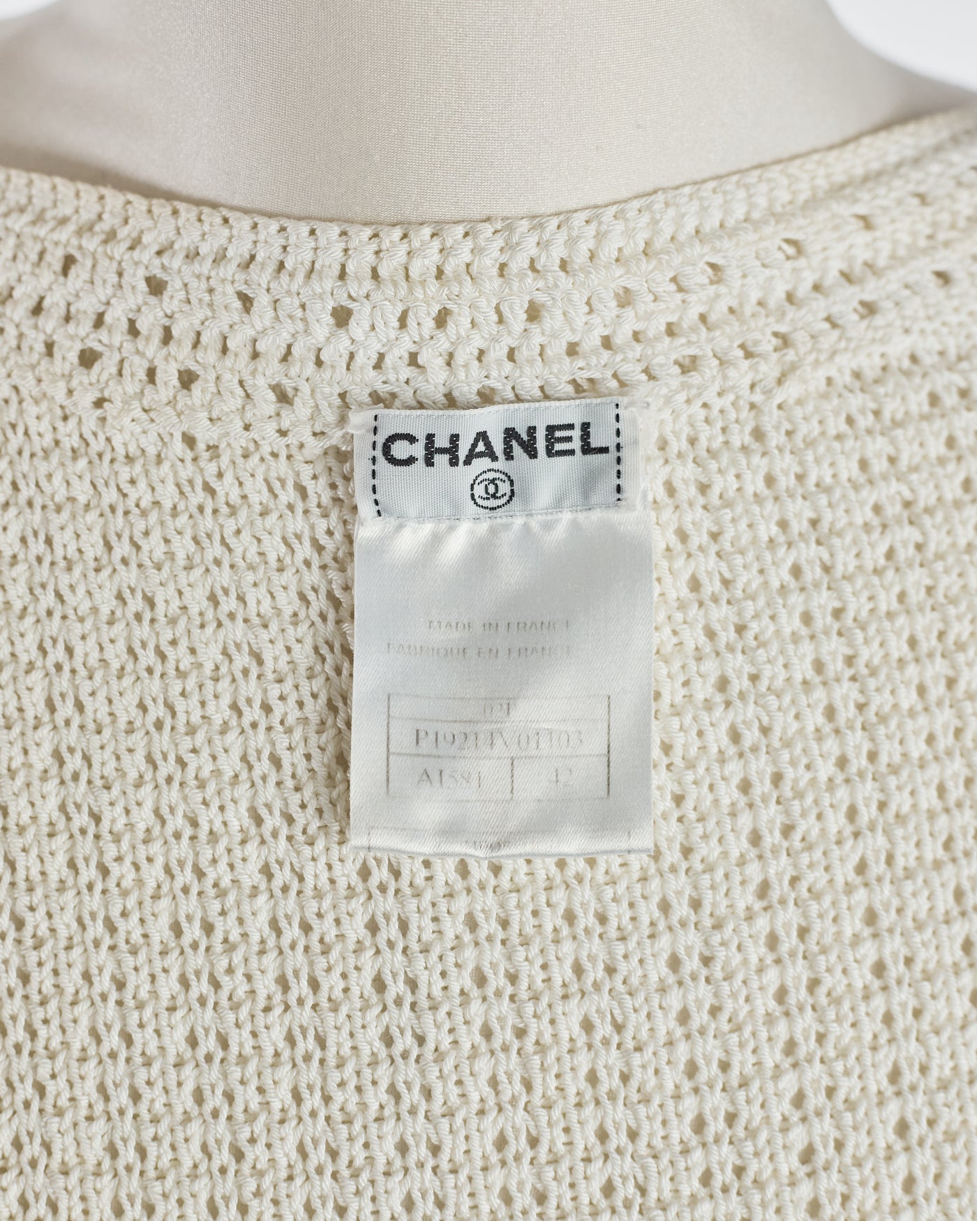 Chanel Vintage Cream Crochet and Beaded Top
