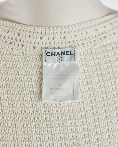 Chanel Vintage Cream Crochet and Beaded Top