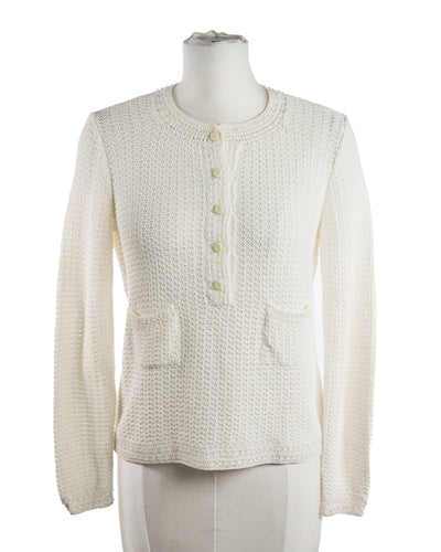 Chanel Vintage Cream Crochet and Beaded Top