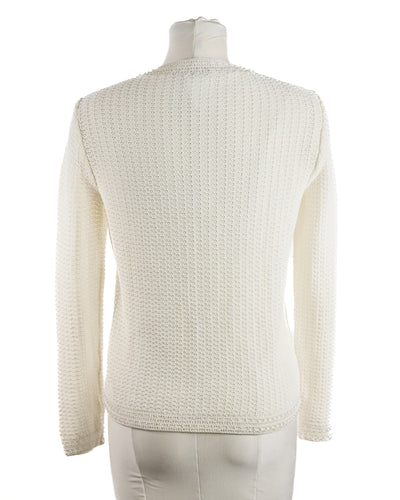Chanel Vintage Cream Crochet and Beaded Top