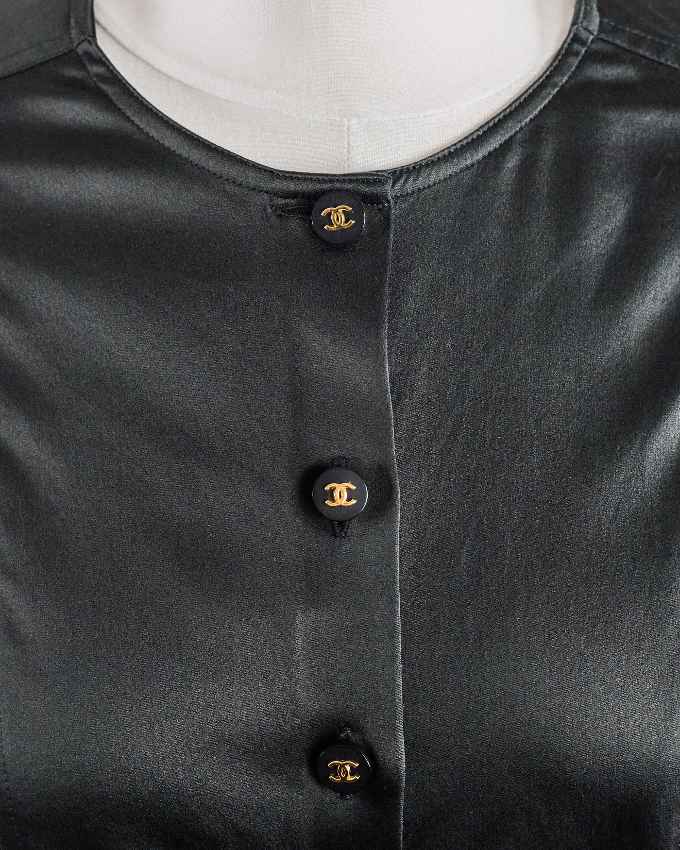 Chanel Vintage Stretch Silk Button Up