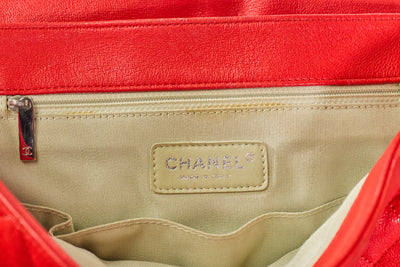Chanel Red Washed Lambskin Chain Around Tote