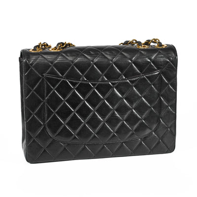 Chanel Vintage Black Lambskin Jumbo Single Flap