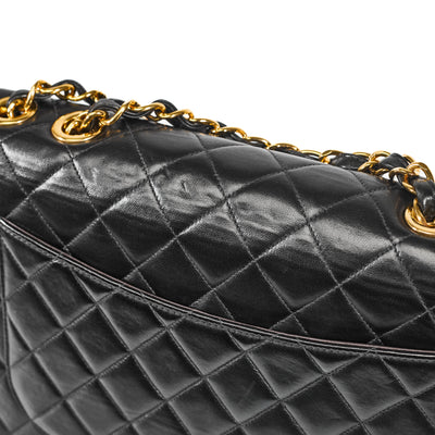 Chanel Vintage Black Lambskin Jumbo Single Flap