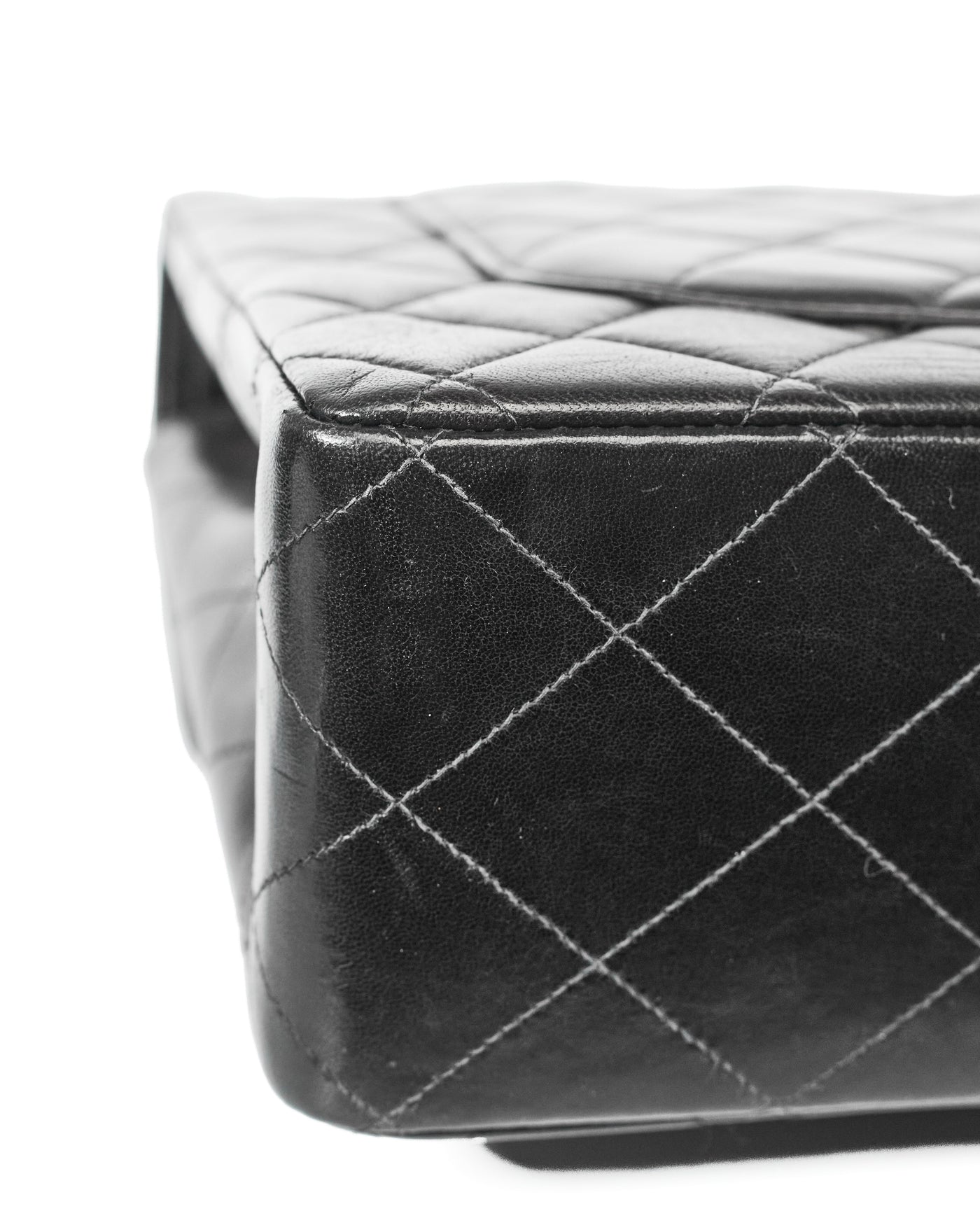 Chanel Vintage Black Lambskin Jumbo Single Flap