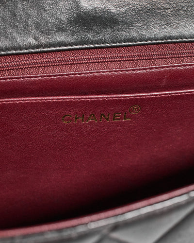Chanel Vintage Black Lambskin Jumbo Single Flap