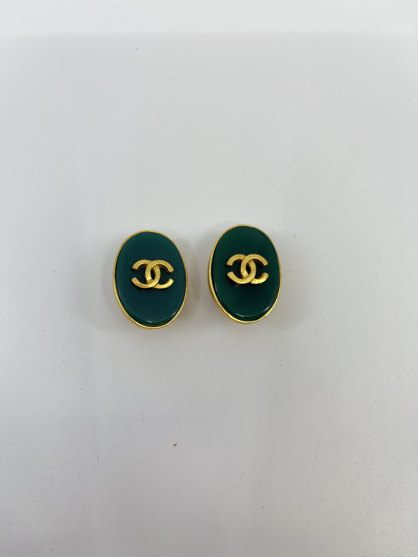 Chanel Vintage Green CC Earrings