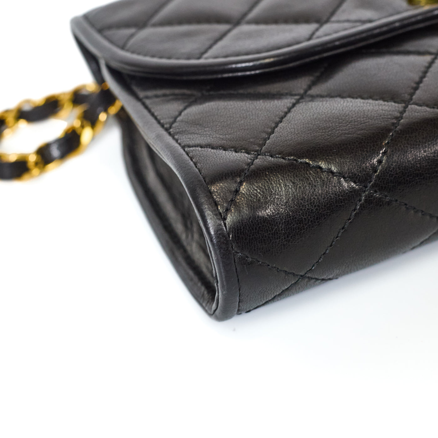 Chanel Vintage Black Lambskin Paris Edition Shoulder Bag