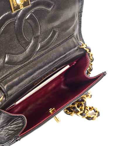 Chanel Vintage Black Lambskin Paris Edition Shoulder Bag