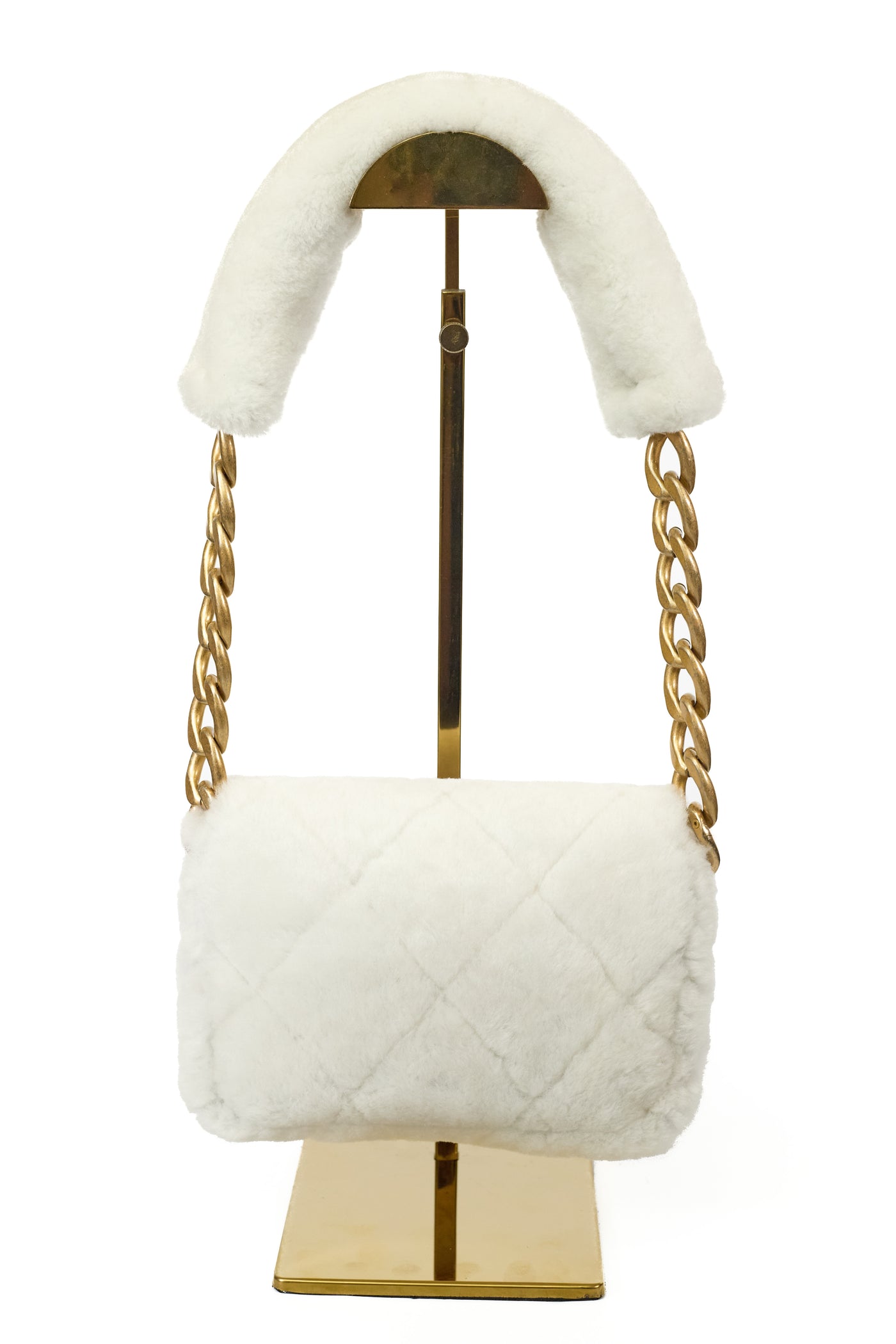 Chanel Cream Shearling Mini Shoulder Bag