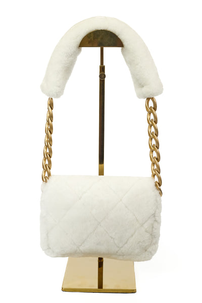 Chanel Cream Shearling Mini Shoulder Bag