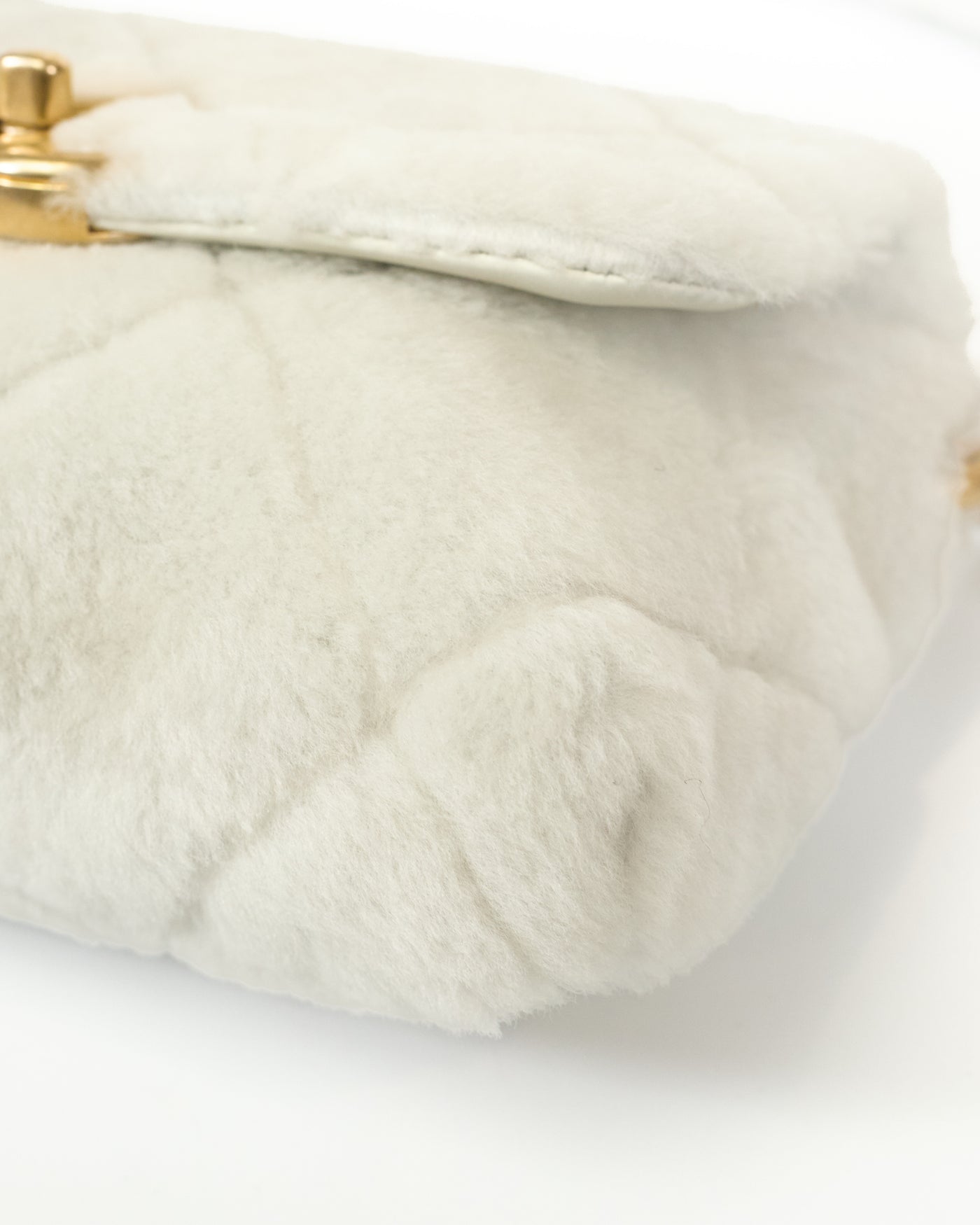 Chanel Cream Shearling Mini Shoulder Bag