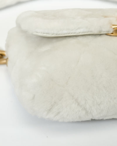 Chanel Cream Shearling Mini Shoulder Bag