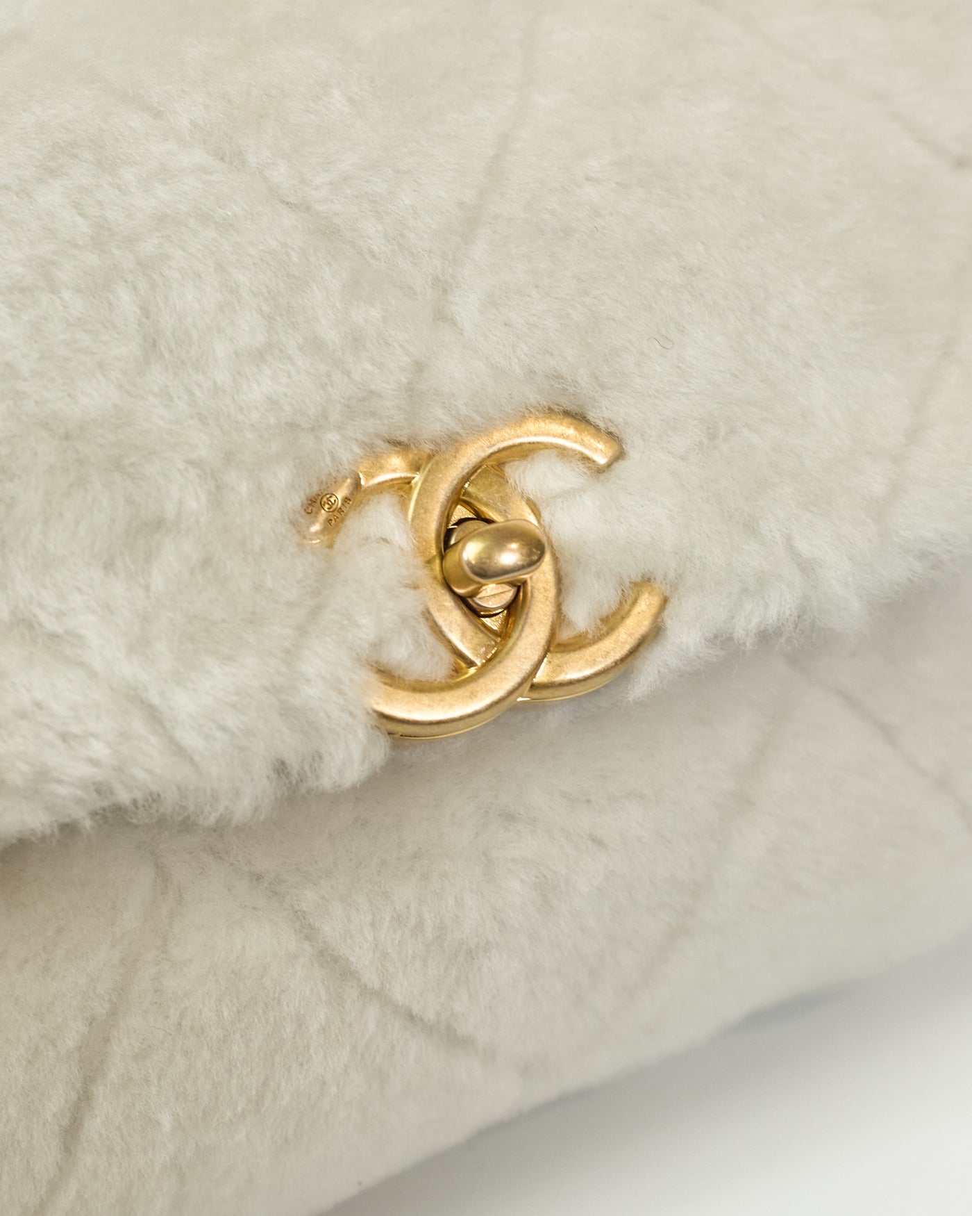Chanel Cream Shearling Mini Shoulder Bag