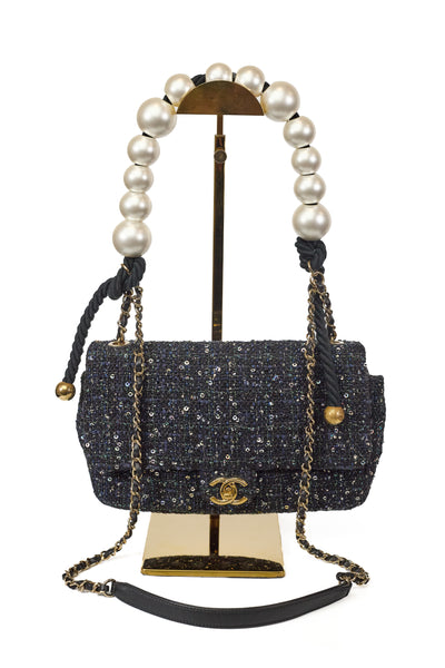 Chanel 2019 SS Tweed and Sequin Medium Flap Bag