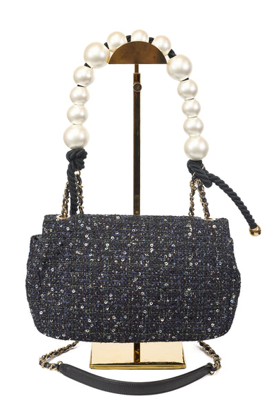 Chanel 2019 SS Tweed and Sequin Medium Flap Bag