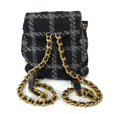 Chanel Black and Grey Tweed Backpack