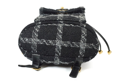 Chanel Black and Grey Tweed Backpack