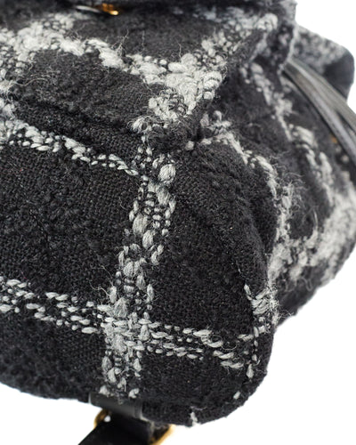 Chanel Black and Grey Tweed Backpack