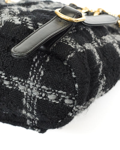 Chanel Black and Grey Tweed Backpack