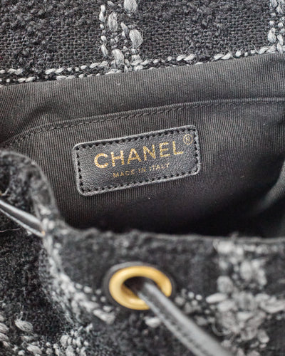 Chanel Black and Grey Tweed Backpack