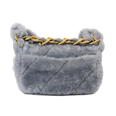 Chanel Grey Shearling Two Way Bag