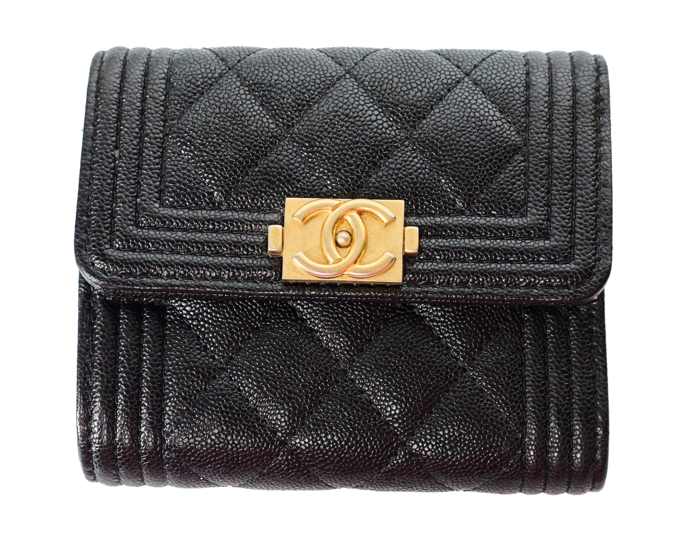 Chanel Black Caviar Boy Compact Wallet