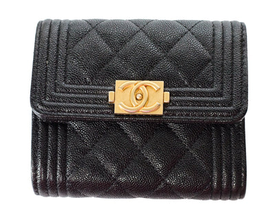 Chanel Black Caviar Boy Compact Wallet