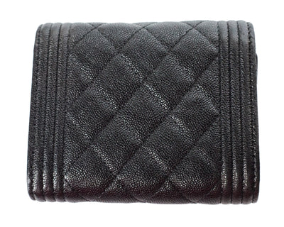 Chanel Black Caviar Boy Compact Wallet