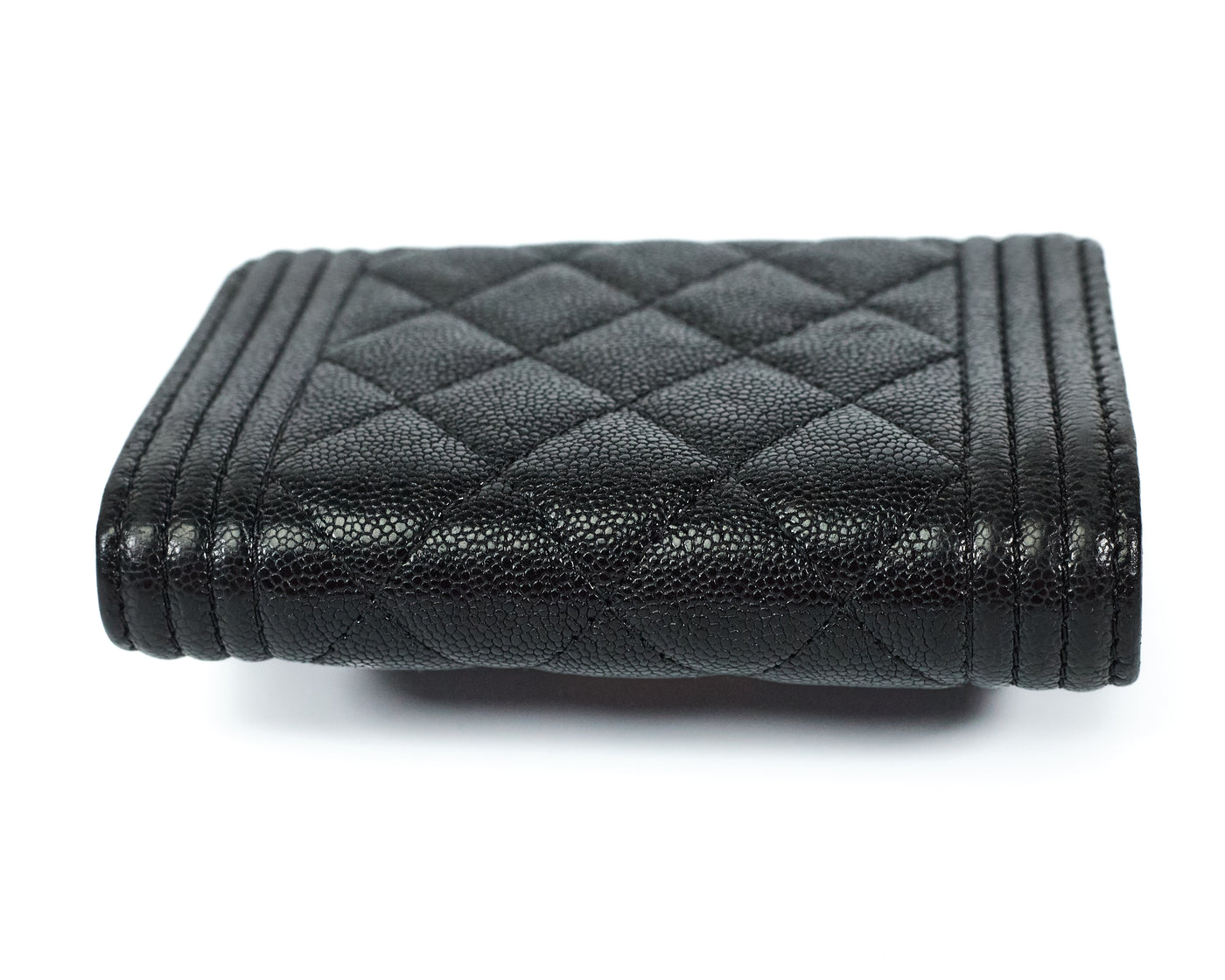 Chanel Black Caviar Boy Compact Wallet