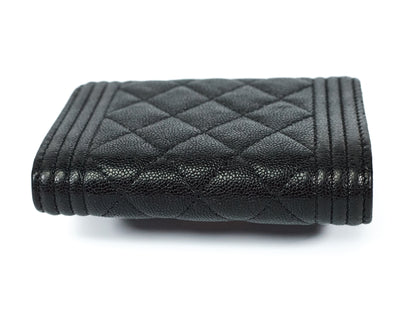 Chanel Black Caviar Boy Compact Wallet