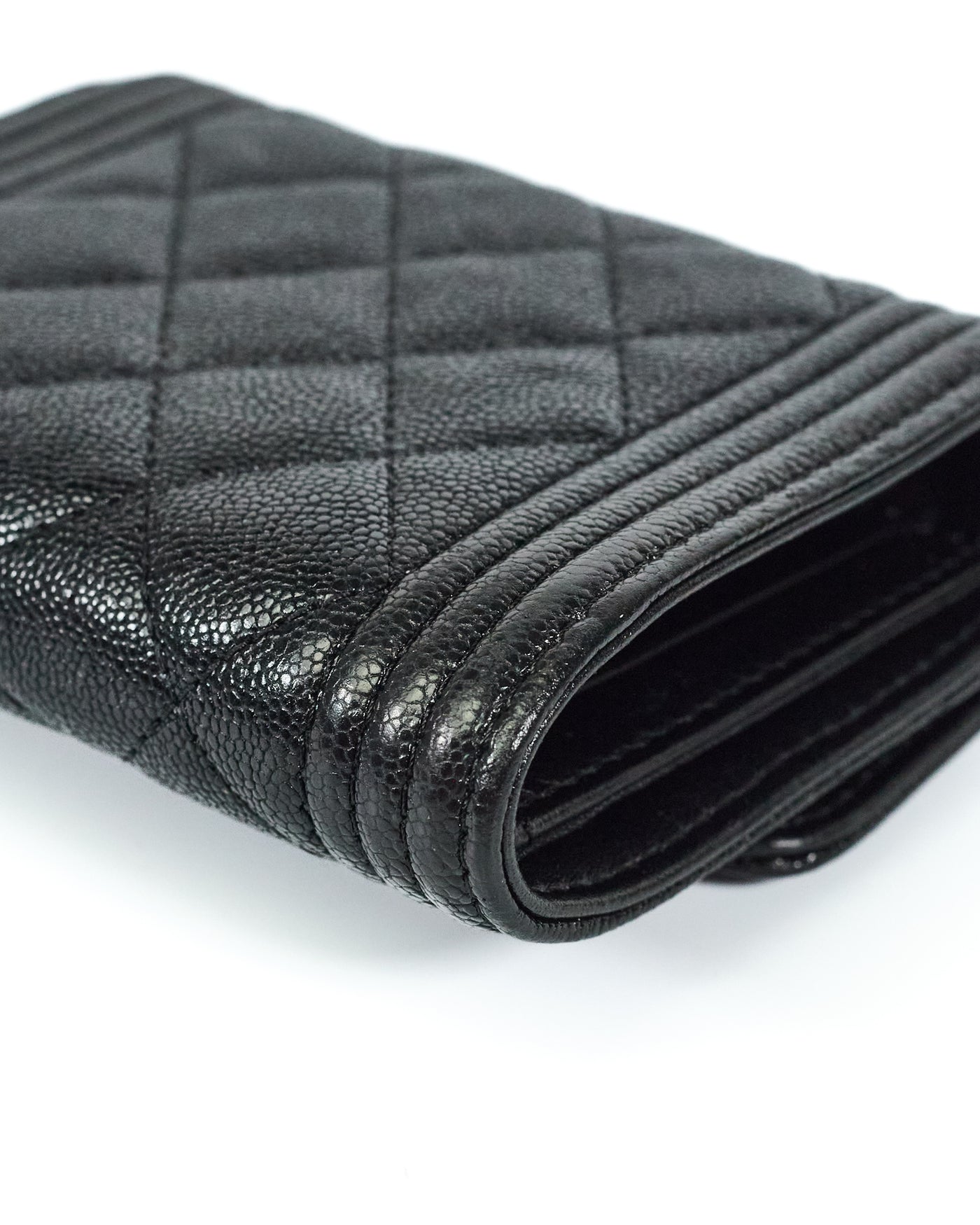 Chanel Black Caviar Boy Compact Wallet