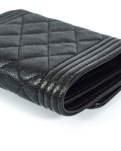 Chanel Black Caviar Boy Compact Wallet